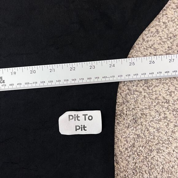 CHICO'S Women's L (2) Blue Black Colorblock Acetate Slinky Stretch USA Made Top - Picture 6 of 8